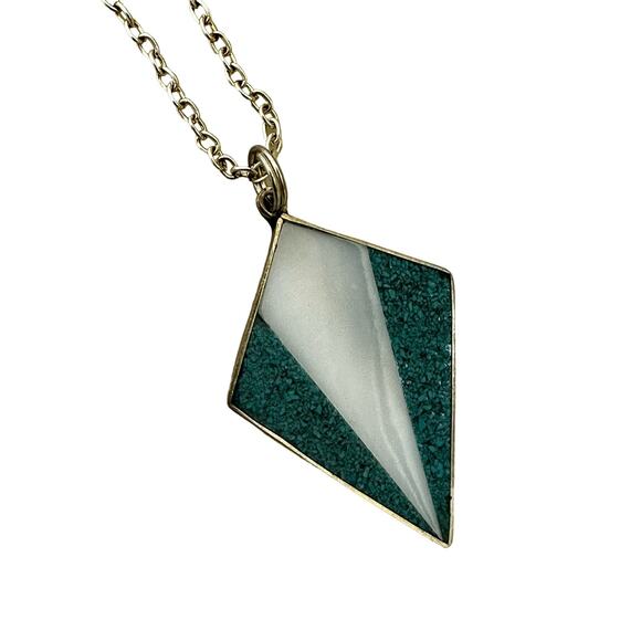 Turquoise Chip MOP Alpaca Necklace from Mexico - Picture 3 of 5